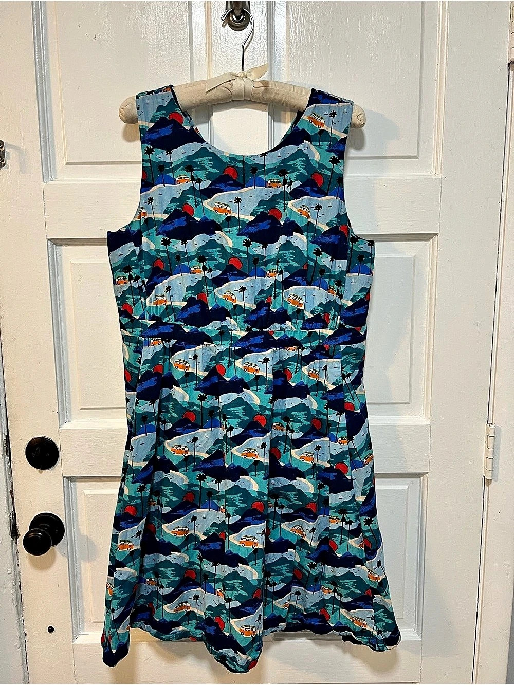 Emily and Fin Cotton Mini Dress in Blue & Green XXL